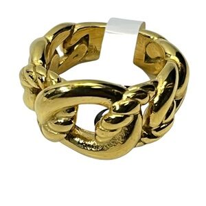 Chunky Gold Plated Chain Statement Ring